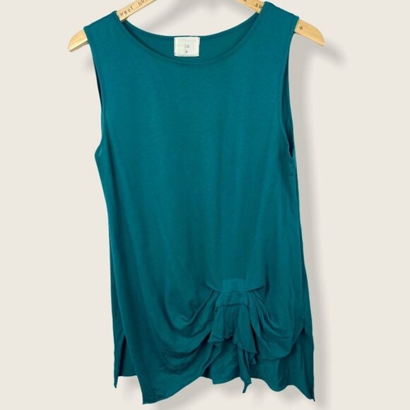 ANTHROPOLOGIE T.La Gathered Pleat Tunic Top Tank Teal Green Size Medium Oversize - Picture 3 of 10